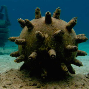 time bomb mines underwater sculptures in musa dive
